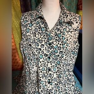 Notations button down sleeveless top XL